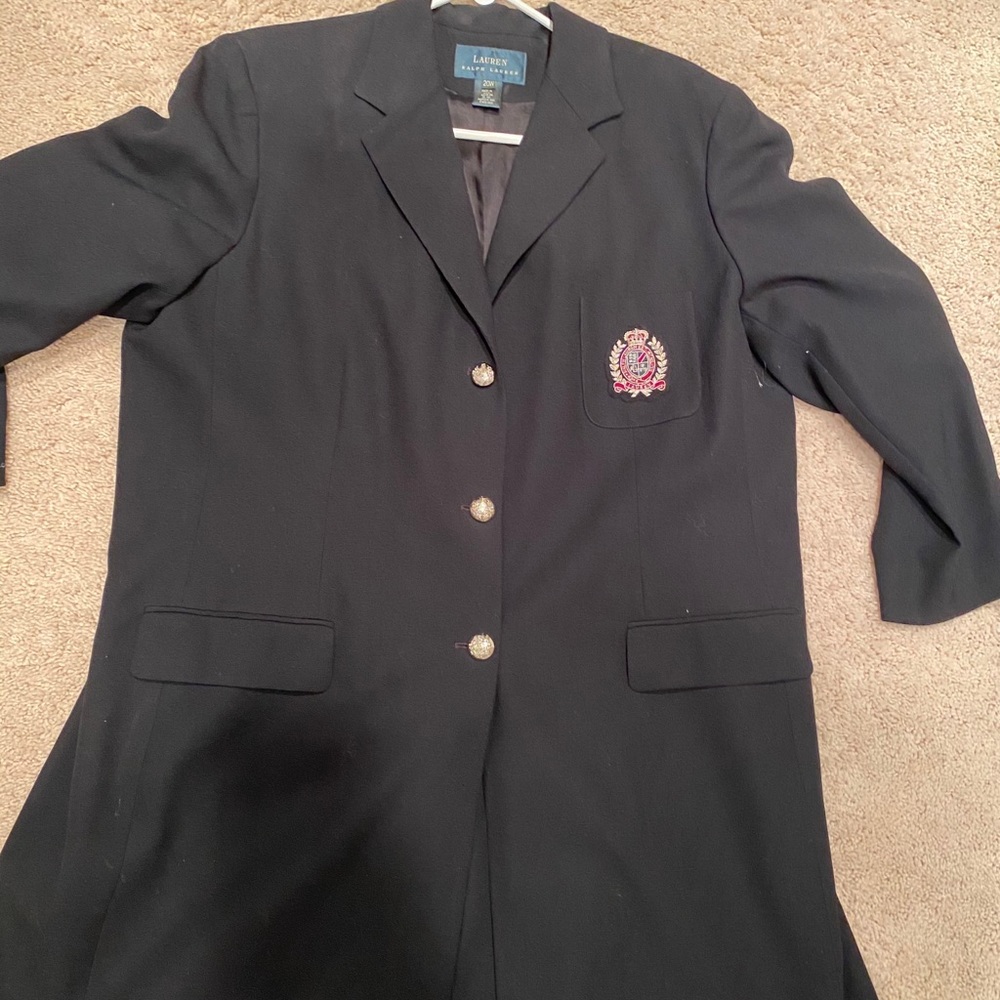 Lauren Ralph Lauren long black crest blazer